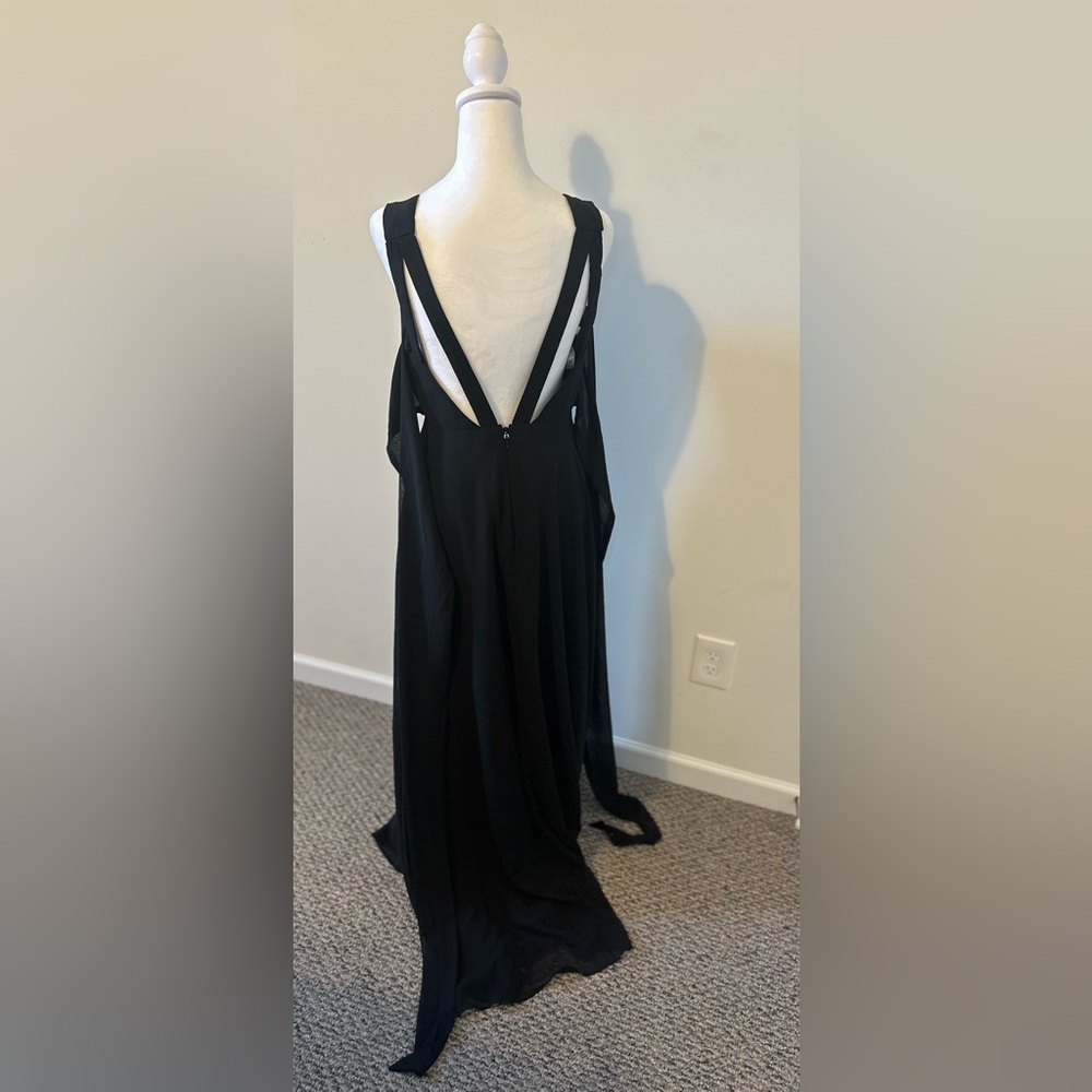 Azazie Black Julie Chiffon A-Line Bow Dress Size A6 - Picture 5 of 9